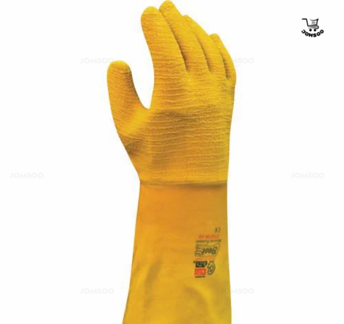 SHOWA™ Heavy Duty Natural Rubber Full Hand Coated Work Gloves With Cotton Liner And Gauntlet Cuff